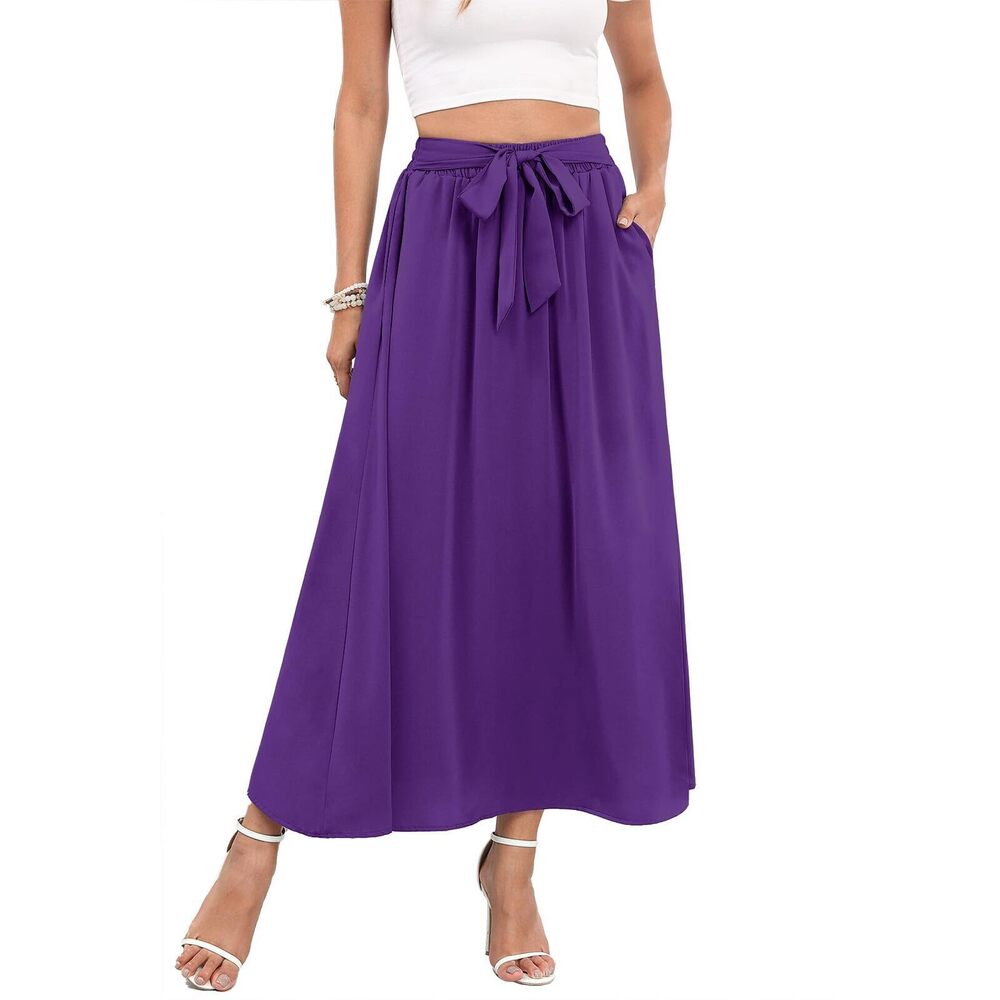 5799 Summer Skirts 2024 Tie Knot High Waisted Long Maxi Casual Cute Flowy